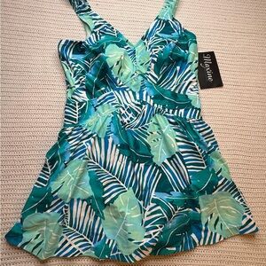 Manhattan Portage Leaf Print One Piece Swimsuit
